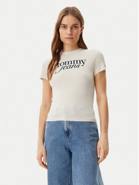 Tommy Jeans Tommy Jeans Majica Essential DW0DW19447 Bež Slim Fit