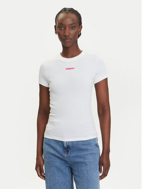 Tommy Jeans Tommy Jeans T-Shirt Script Label DW0DW21402 Λευκό Slim Fit