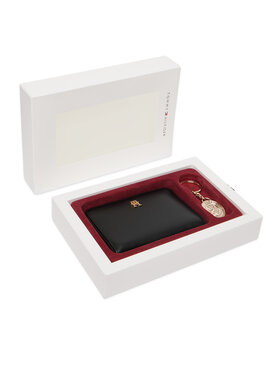 Tommy Hilfiger Sada peněženka a klíčenka Tommy Hilfiger Th Gifting Med Za + Charm AW0AW18955 Černá