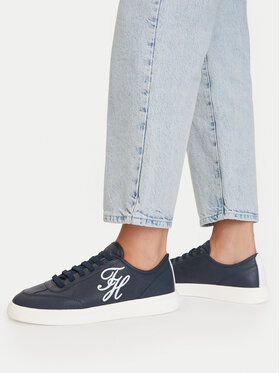 Tommy Hilfiger Sneakersy Tommy Hilfiger Th Icon Court Script Premium FW0FW09604 Granatowy