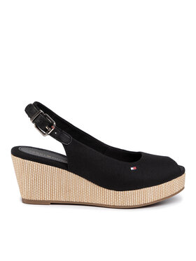 Tommy Hilfiger Espadrillas Tommy Hilfiger Iconic Elba Sling Back Wedge FW0FW04788 Nero