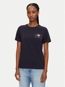 Gant Gant T-Shirt Bisiklet Yaka 4200277 Dunkelblau Regular Fit
