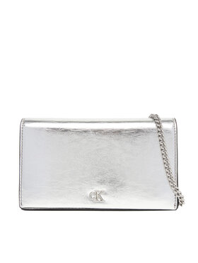 Calvin Klein Kabelka Calvin Klein Ck Metallic Wallet On Chain LV04F3320G Stříbrná
