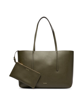 Calvin Klein Дамска чанта Calvin Klein Foil Logo Tote W/Pouch LV04F3274G Тъмнозелен