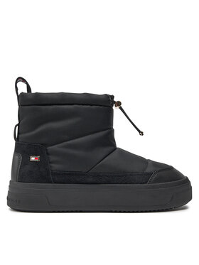 Tommy Hilfiger Sněhule Tommy Hilfiger Flag Nylon Mini Snowboot FW0FW08334 Černá