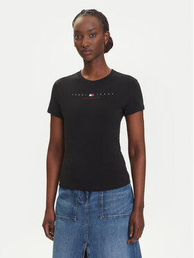 Tommy Jeans Tommy Jeans T-shirt Linear DW0DW21422 Crna Slim Fit