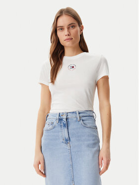 Tommy Jeans Tommy Jeans Póló Essential DW0DW20316 Fehér Slim Fit