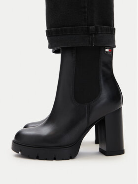 Tommy Jeans Polokozačky Tommy Jeans Tjw Chelsea High Heel Boots EN0EN03112 Černá