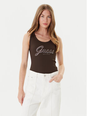 Guess Guess Marškinėliai W5YP00 KCXJ2 Ruda Regular Fit