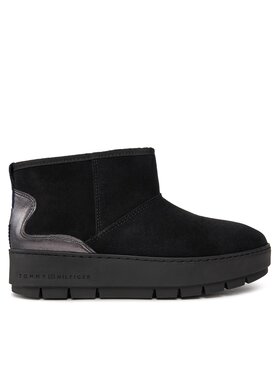 Tommy Hilfiger Snehule Tommy Hilfiger Metallic Suede Snowboot FW0FW07850 Čierna