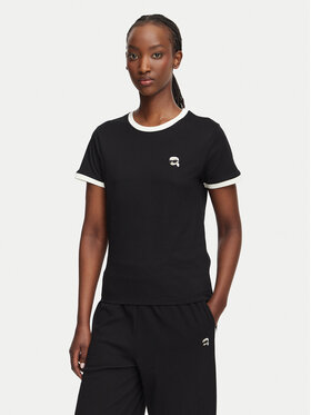 KARL LAGERFELD KARL LAGERFELD Camiseta Ikon Patch A3W17078 Negro Slim Fit