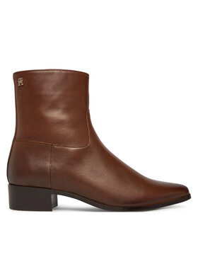 Tommy Hilfiger Botine Tommy Hilfiger Leather Ankle Boot W Zip FW0FW09921 Maro