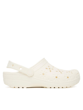 Crocs Şlapi Crocs Classic Floral Cut-Out Clog 210927 Écru