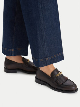 Tommy Hilfiger Loafers Tommy Hilfiger Th Chain Fringe Leather Loafer FW0FW09668 Σκούρο καφέ