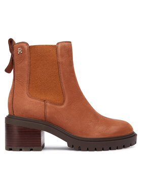 Tommy Hilfiger Členková obuv Tommy Hilfiger Th Nubuck Chelsea Cleated Heel FW0FW09158 Hnedá