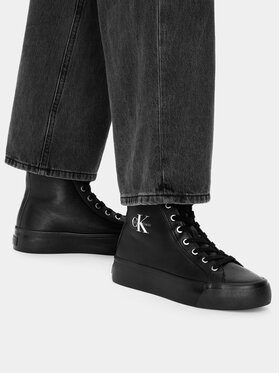 Calvin Klein Tenisice Calvin Klein Vulc Flatf Mid Laceup Lth Fur HW0HW03234 Crna