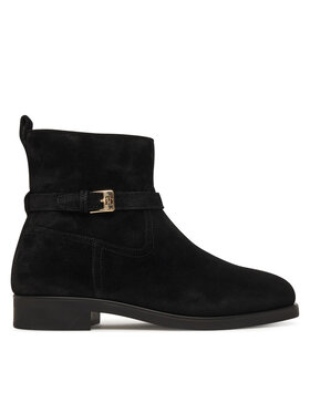 Tommy Hilfiger Botine Tommy Hilfiger Th Buckle Riding Suede Bootie FW0FW09047 Negru