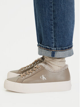 Calvin Klein Sportcipők Calvin Klein Vulc Flatf Laceup Lth Fur HW0HW03235 Bézs
