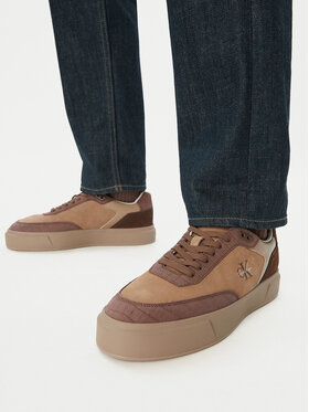 Calvin Klein Sneakersy Calvin Klein Prime Cupsole Laceup Nu-Su Croc HM0HM02450 Hnedá