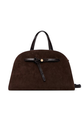 Tory Burch Τσάντα Tory Burch Romy Suede Bauletto 183363 Σκούρο καφέ