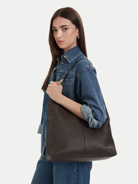 Calvin Klein Handtasche Calvin Klein Slouchy Leather Md Shoulder Bag LV04F3543G Braun