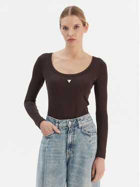 Guess Guess Боді V4YP07 J1314 Коричневий Slim Fit