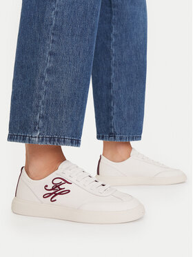 Tommy Hilfiger Sneakersy Tommy Hilfiger Th Icon Court Script Premium FW0FW09604 Krémová