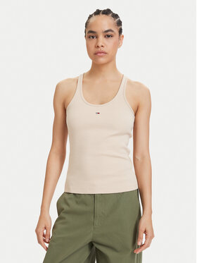 Tommy Jeans Tommy Jeans Top Racerback DW0DW22264 Beige claro Slim Fit