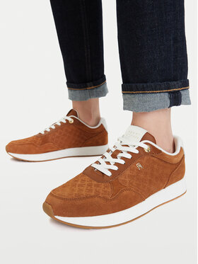 Tommy Hilfiger Sportcipők Tommy Hilfiger Th Runner Suede Monogram FW0FW09620 Barna