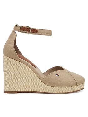 Tommy Hilfiger Halbschuhe Tommy Hilfiger Flag High Wedge Espad Closed Toe FW0FW08494 Beige