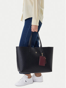 Tommy Hilfiger Handtasche Tommy Hilfiger Th Icon Tote Mono AW0AW18174 Dunkelblau