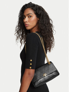 Tory Burch Kabelka Tory Burch Charlie Quilted Small Shoulder Bag 185829 Černá