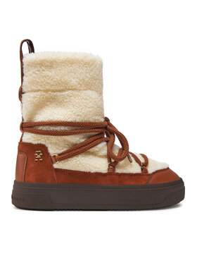 Tommy Hilfiger Snehule Tommy Hilfiger Lace-Up Faux Shearling Snowboot FW0FW08252 Béžová