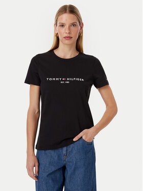 Tommy Hilfiger Tommy Hilfiger T-shirt Heritage C-Nk WW0WW31999 Crna Regular Fit