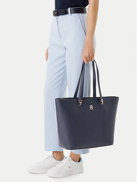 Tommy Hilfiger Handtasche Tommy Hilfiger Emblem Shopper AW0AW15178 Dunkelblau