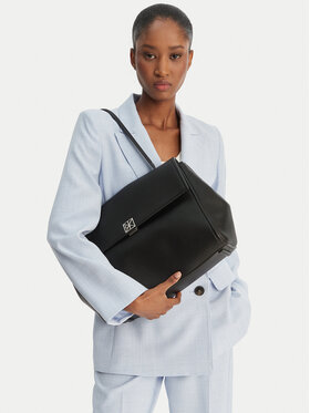 Calvin Klein Ročna torba Calvin Klein Emblem Hw Pebble Satchel LV04F3494G Črna