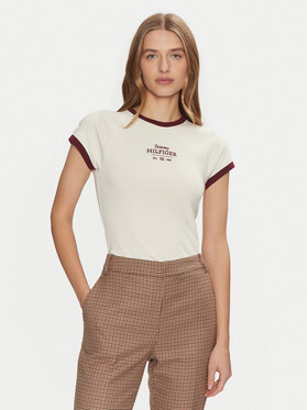 Tommy Hilfiger Tommy Hilfiger T-Shirt WW0WW43898 Μπεζ Slim Fit
