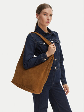 Calvin Klein Handtasche Calvin Klein Slouchy Suede Leather Medium Bag LV04F3597G Braun