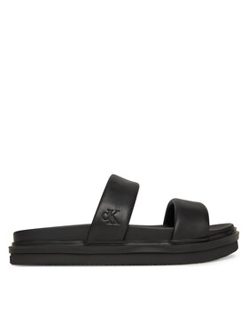 Calvin Klein Jeans Nazouváky Calvin Klein Jeans Flat Molded Doublebar Sandal Lth YM0YM01226 Černá