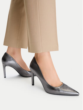 Calvin Klein Szpilki Calvin Klein Ess Stiletto 90 Met Lth HW0HW03436 Szary ciemny