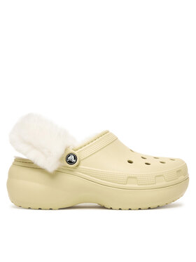 Crocs Šľapky Crocs Classic Platform Fuzz Lined Clog 212854 Béžová