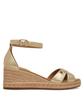 Tommy Hilfiger Espadryle Tommy Hilfiger Metalic Crossover Strap FW0FW09333 Złoty