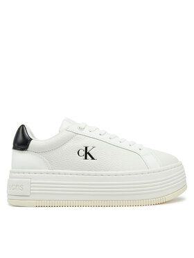 Calvin Klein Jeans Laisvalaikio batai Calvin Klein Jeans Bold Flatf Low Lace Mg YW0YW01766 Balta