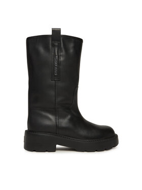Tommy Jeans Stiefeletten Tommy Jeans Tjw Leather Mid Tubular Boot EN0EN02834 Schwarz