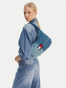 Tommy Jeans Handtasche Tommy Jeans Tjw Denim Patchwork Shoulder Bag AW0AW18471 Blau