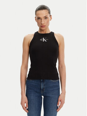 Calvin Klein Jeans Calvin Klein Jeans Top Monologo J20J225301 Črna Slim Fit