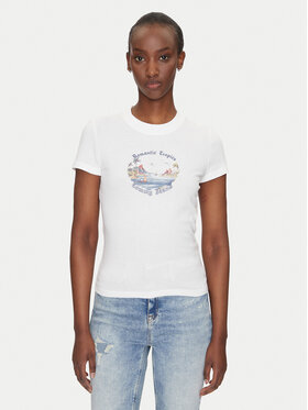 Tommy Jeans Tommy Jeans Majica Romance DW0DW21342 Écru Slim Fit