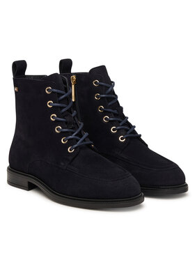 Tommy Hilfiger Trzewiki Tommy Hilfiger Enamel Flag Suede Lace-Up Boot FW0FW09681 Granatowy