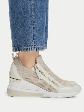 MICHAEL Michael Kors Snīkeri MICHAEL Michael Kors Wills Metallic Stretch Knit Trainer 43S3WIFS4D Bēšs