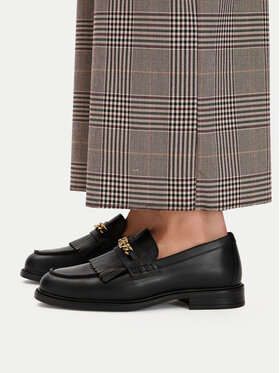Tommy Hilfiger Loferi Tommy Hilfiger Th Chain Fringe Leather Loafer FW0FW09668 Melns